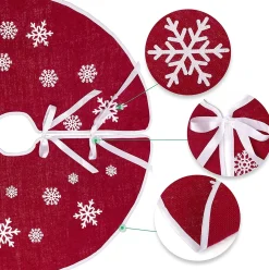 Selwo 75 Cm Kerstboom Rok Rood Jute Kerstboomtapijt Ornamenten Decoratie Voor Kerstmis Best
