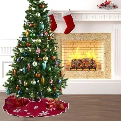 Selwo 75 Cm Kerstboom Rok Rood Jute Kerstboomtapijt Ornamenten Decoratie Voor Kerstmis Best
