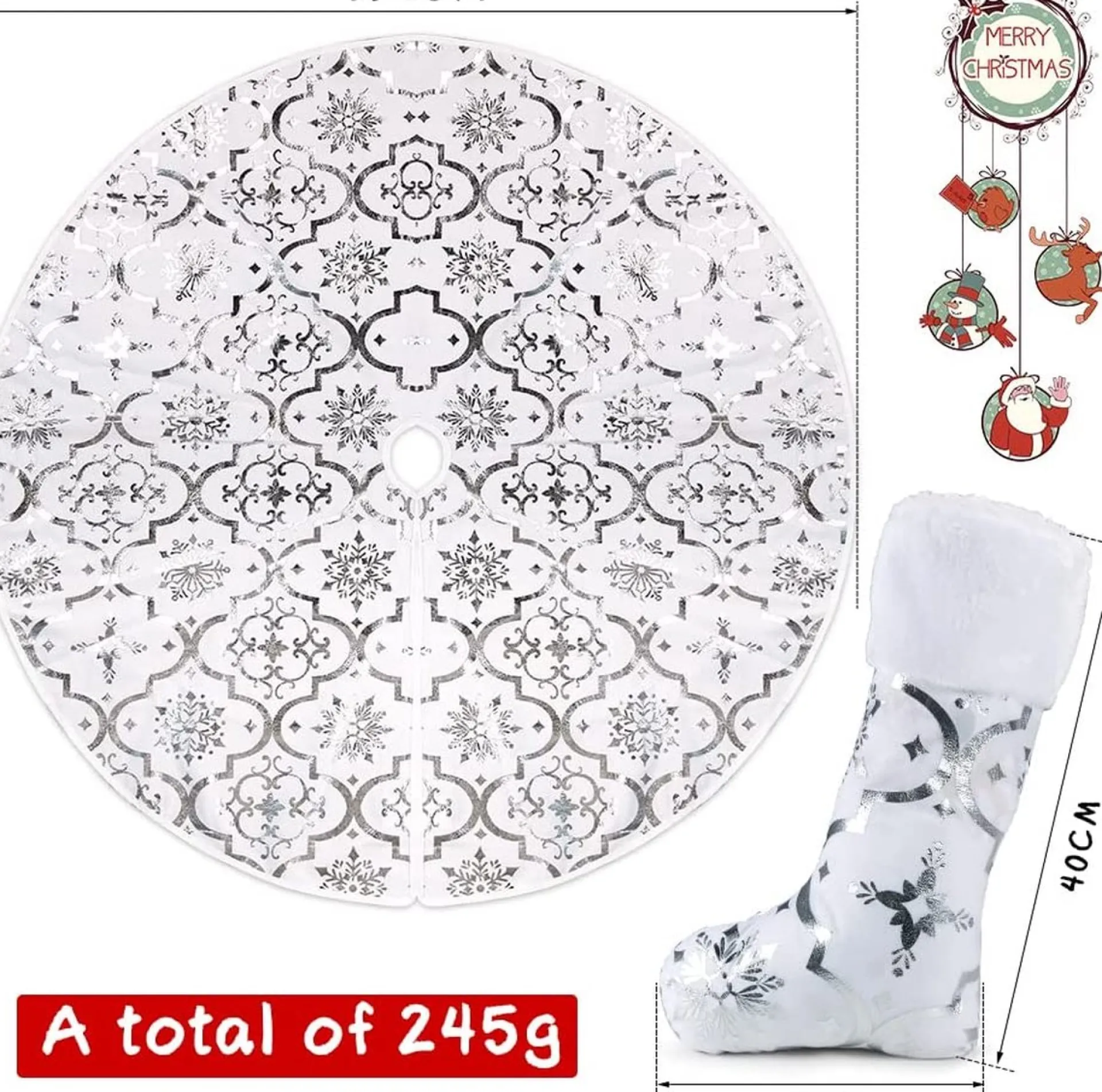 Selwo 120 Cm Kerstboomdeken, Witte Kerstboomrok, Kerstdeken Met Kerstkous, Ronde Kerstboomdeken Voor Kerstversiering, Kerstmis, Woondecoratie, Kerstdecoratie Sale