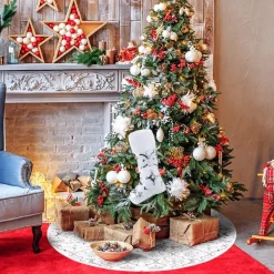 Selwo 120 Cm Kerstboomdeken, Witte Kerstboomrok, Kerstdeken Met Kerstkous, Ronde Kerstboomdeken Voor Kerstversiering, Kerstmis, Woondecoratie, Kerstdecoratie Sale