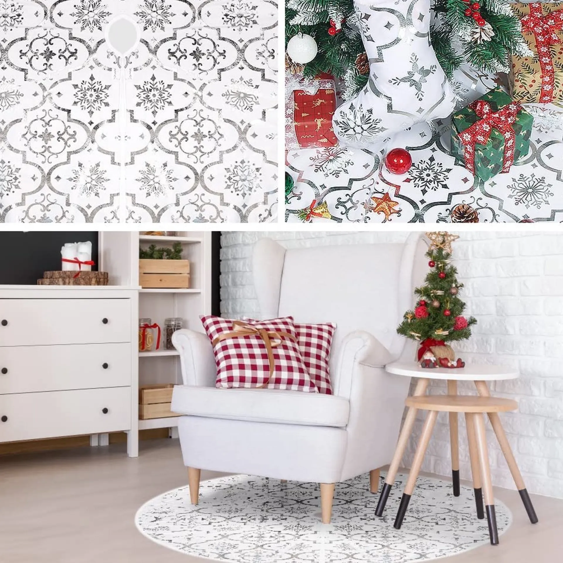 Selwo 120 Cm Kerstboomdeken, Witte Kerstboomrok, Kerstdeken Met Kerstkous, Ronde Kerstboomdeken Voor Kerstversiering, Kerstmis, Woondecoratie, Kerstdecoratie Sale