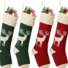 Rocketshop Kerstsokken>4 Stuks - Kerstsokken Gebreide Rendiermotief - Ophangbare Decoratieve Kerst Ornament - Rendier Gebreide Kerstkousen - Klassieke Stijl Met Een Speels Tintje - Hoogwaardige Kwaliteit - 2 Rood / 2 Groen - 46Cm