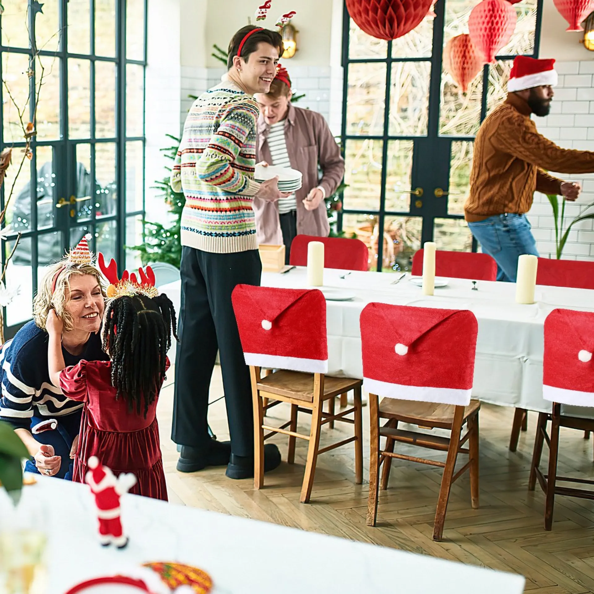 Merkloos 12 Stuks En 12 Kerstballen Decoratie-Kerst Stoelhoes, Feestelijke Stoelhoes Feest Stoelhoes. Outlet