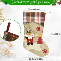 Merkloos Kerstsokken>3 Stuks Kerstsokken, Kerstsokken, Kerstsokken, Grote Kerstlaarzen Om Te Vullen En Op Te Hangen Voor Open Haard, Etalage, Kerstboom (46 X 26,5 X 22,5 Cm)