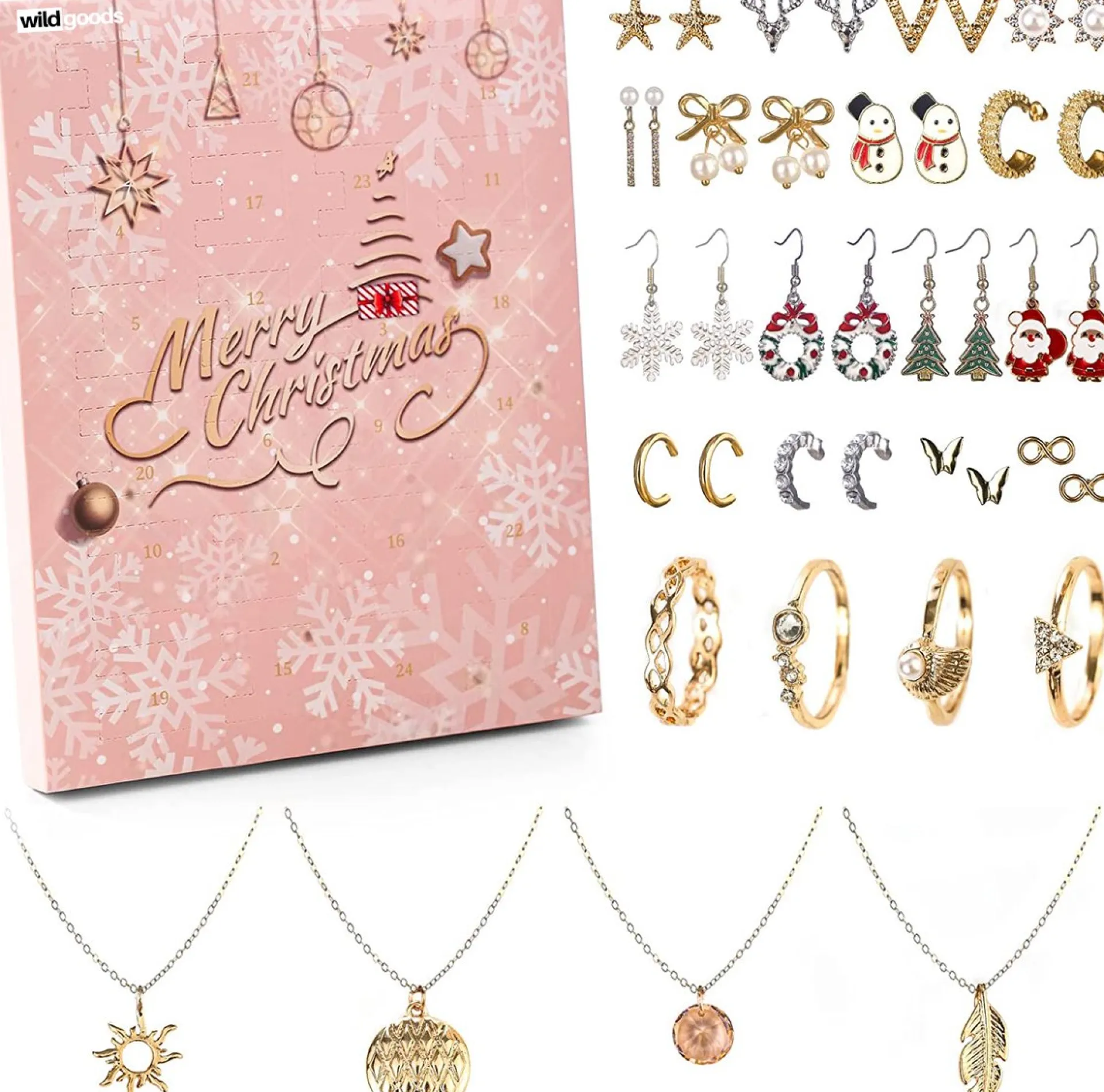 Wild Goods Adventskalender 2023 Voor Vrouwen | | 24 Sieraden | Adventkalender Dames, Beauty | Sinterklaas Cadeautjes | Kerstcadeau Voor Vrouwen | Kerst Decoratie Cadeau New