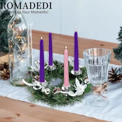 * Kerstkransen>Adventskrans Kunstkandelaar Kerstmis - Kerstkrans Met 4 Kandelaars Adventkrans, Decoratie, Tafeldecoratie Voor Kaarsen, Puntige Kaarsen, 30 Cm, Rood, 30 Cm