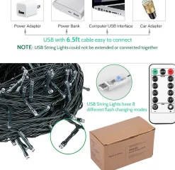 AGM Lichtsnoer Buiten En Binnen - 20 Meter - 200 Led - Met Usb Stekker En Afstandbediening - Sfeerverlichting - Lichtslinger - Lampjes Slinger - Fairy Lights - Kerstversiering - Kerstboom Verlichting - Ip54 Store