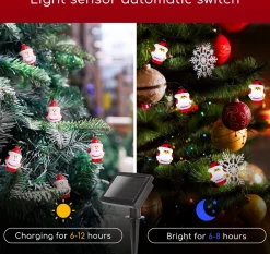 * Aigostar Lichtsnoer - Zonne-Energie - Kerstman - 10 Led's - 3.8M - Buiten Flash Sale