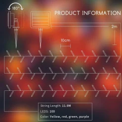 Aigostar 10Vrf Kerstboomverlichting - Tuinverlichting - Energie Lichtsnoer - Partyverlichting - 100 Leds - Kerstverlichting Buiten - Lichtsnoeren - Meerdere Kleuren - 11.9M - Ip44 Discount