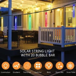 Aigostar 10Vrl Tuinverlichting Lichtsnoer - Kerstverlichting Buiten - Zonne Energie - 20 Led - Partyverlichting - 5.8M - Buiten Store