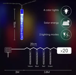 Aigostar 10Vrl Tuinverlichting Lichtsnoer - Kerstverlichting Buiten - Zonne Energie - 20 Led - Partyverlichting - 5.8M - Buiten Store