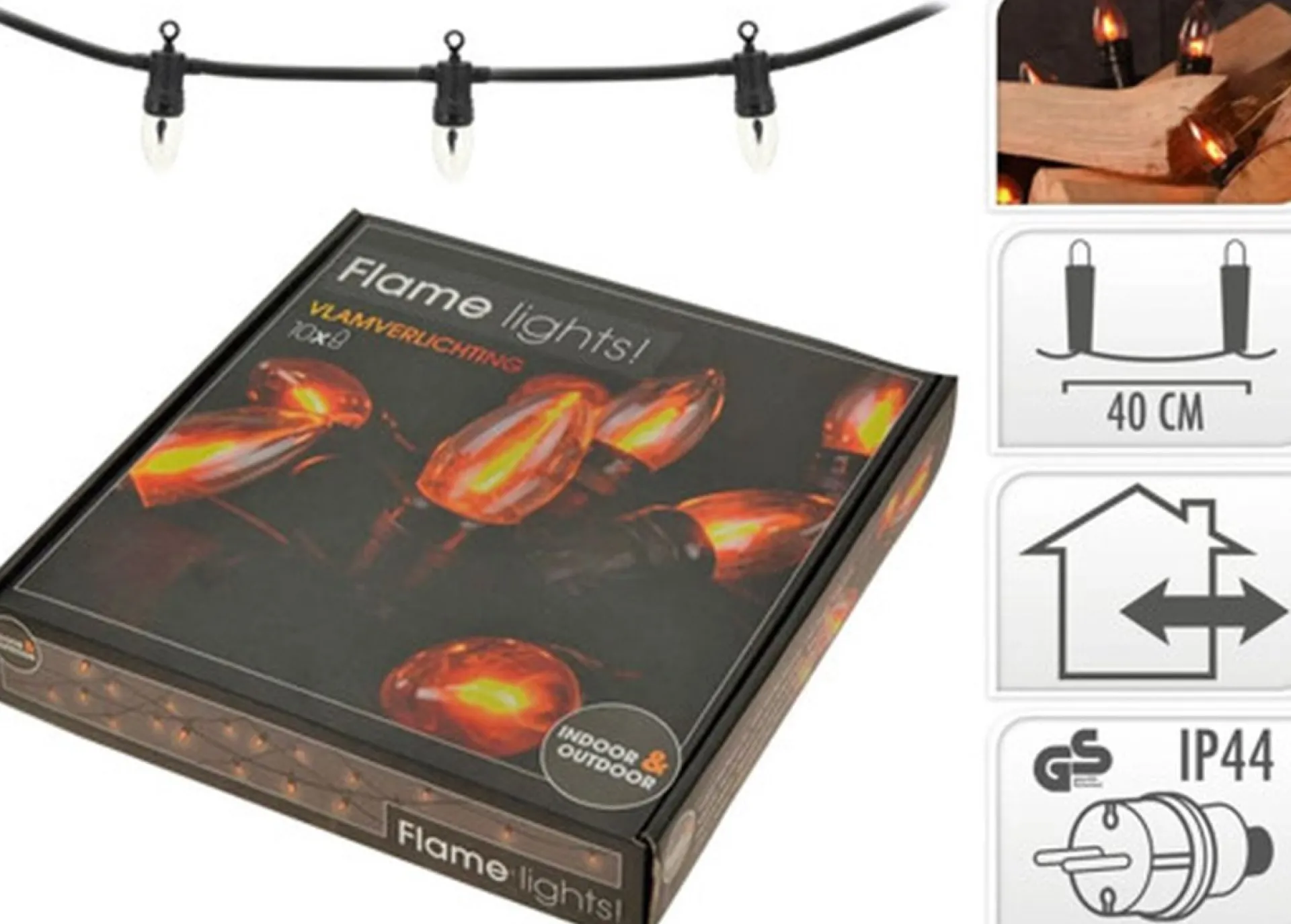 Merkloos Ambiance Vlamverlichting Met 10 Lampjes Voor Buiten Fashion