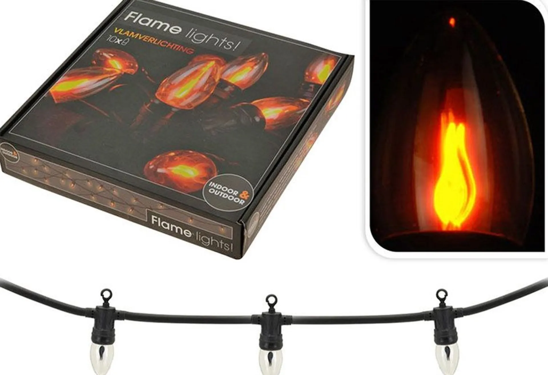 Merkloos Ambiance Vlamverlichting Met 10 Lampjes Voor Buiten Fashion