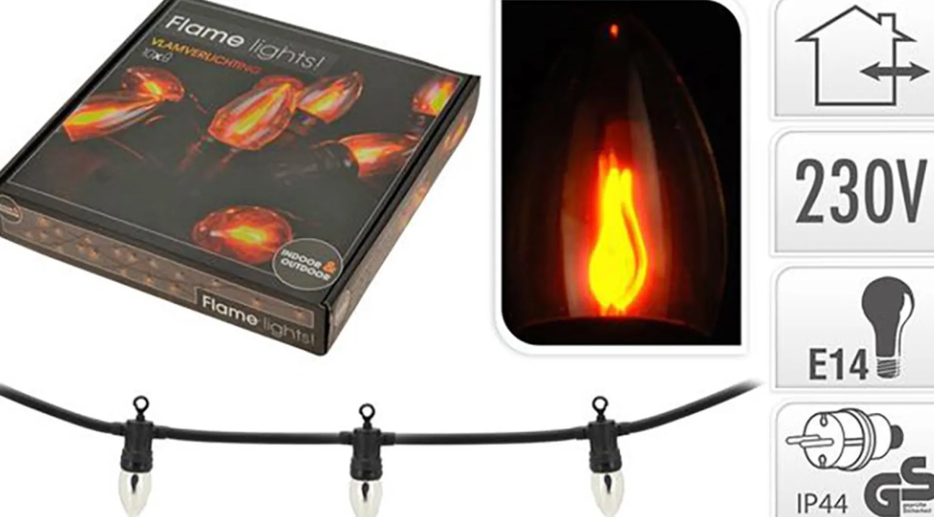 Merkloos Ambiance Vlamverlichting Met 10 Lampjes Voor Buiten Fashion