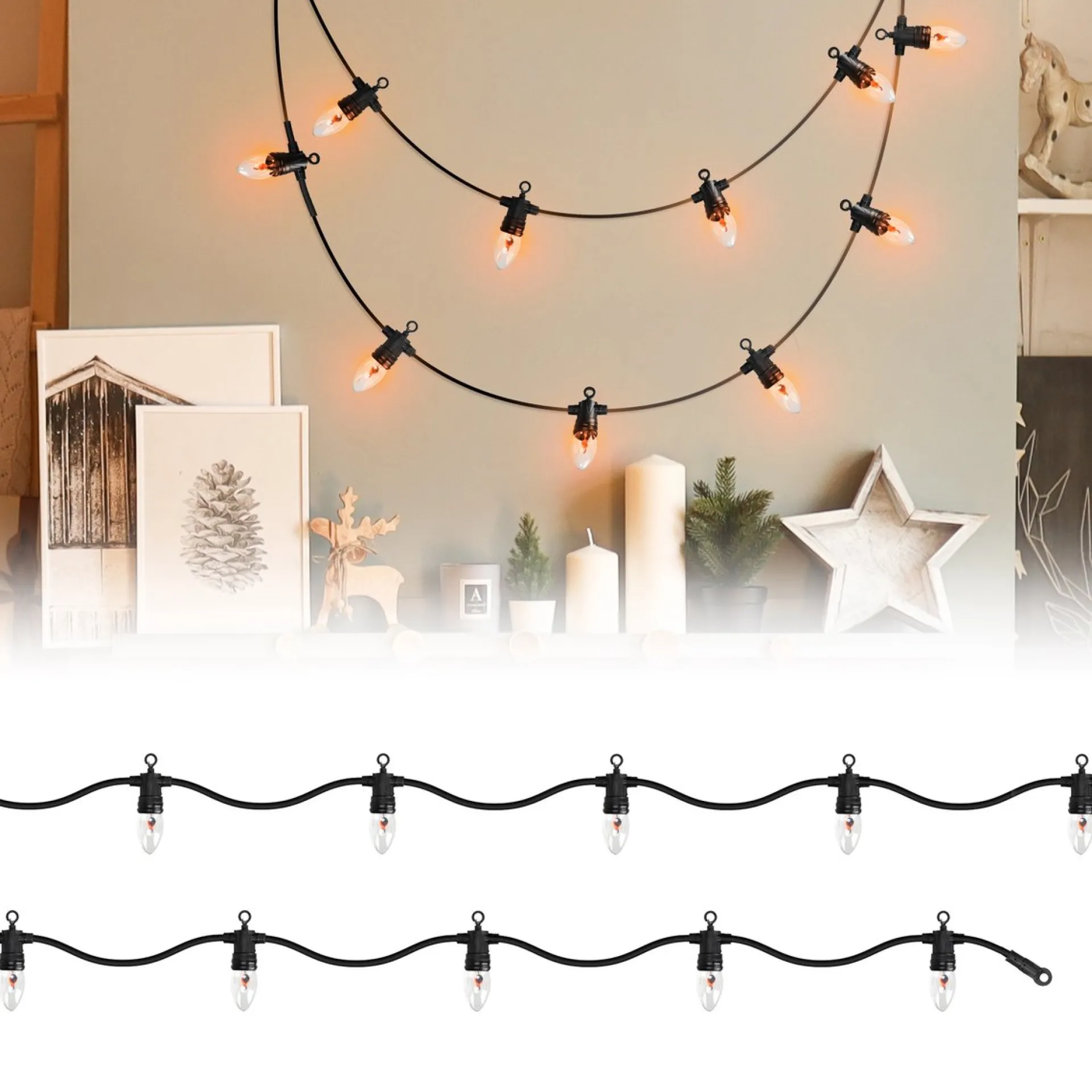 Merkloos Ambiance Vlamverlichting Met 10 Lampjes Voor Buiten Fashion