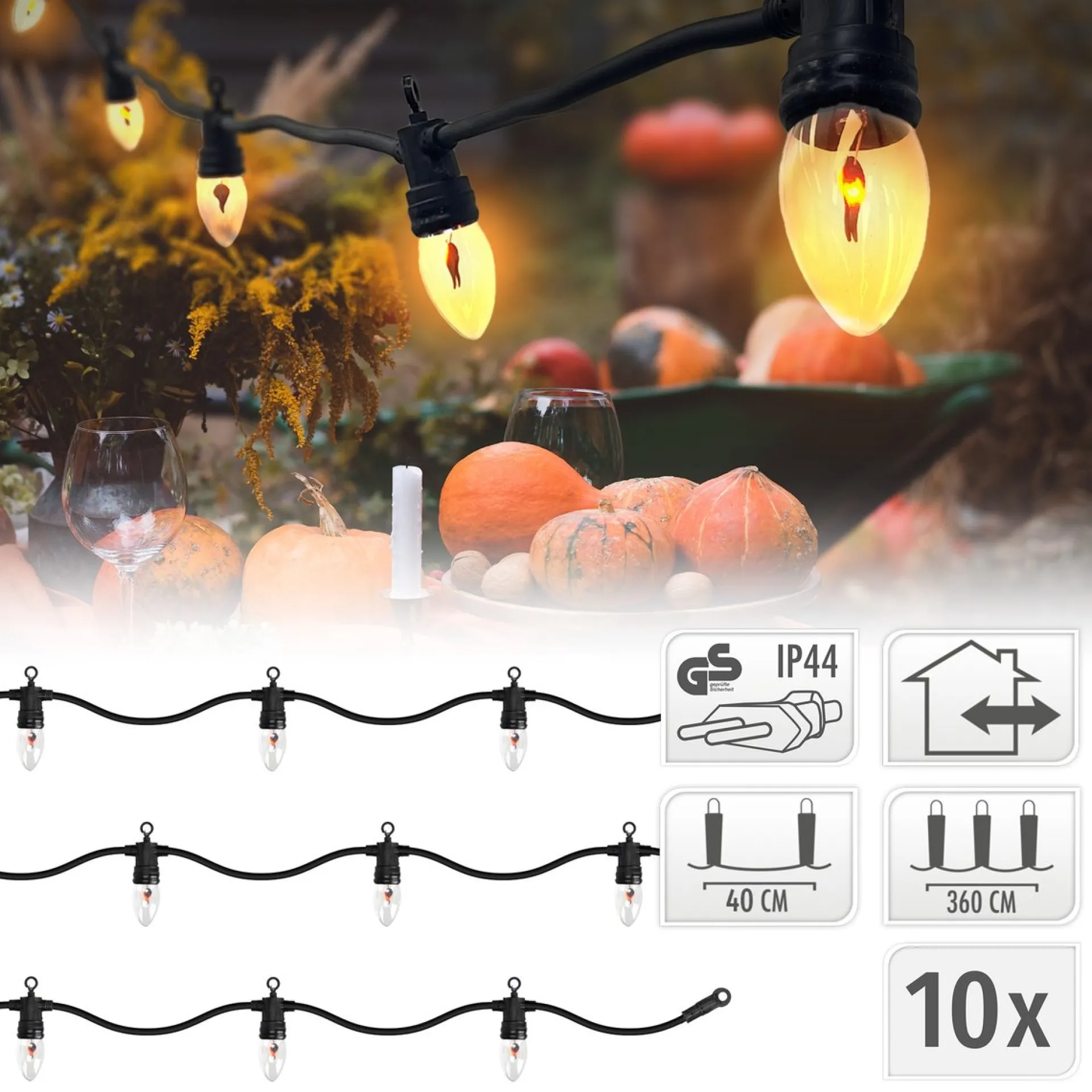 Merkloos Ambiance Vlamverlichting Met 10 Lampjes Voor Buiten Fashion