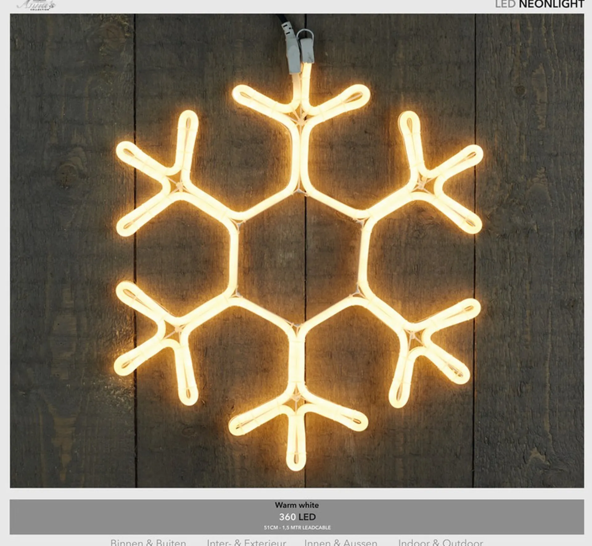 Anna's Collection Anna Collection Verlichte Sneeuwvlok - Figuur - 51 Cm - Neon Led - Kerstverlichting Flash Sale