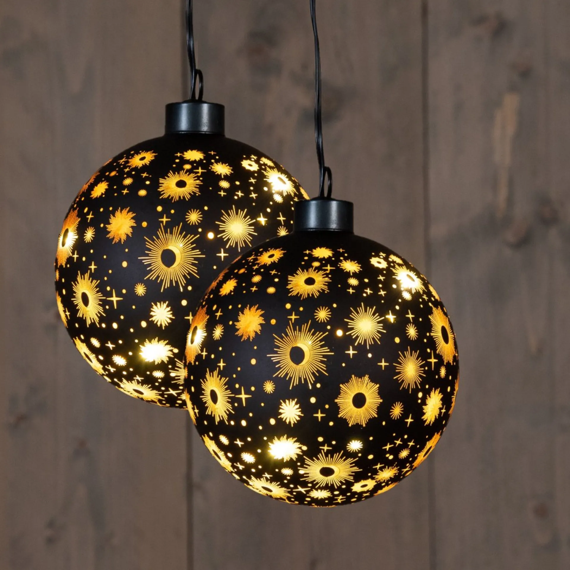 Anna's Collection Anna Collection Verlichte Kerstballen - 2X St- Zwart Kosmos - D10 Cm - Warm Wit Sale