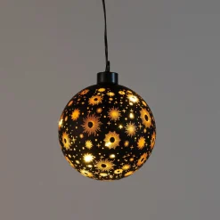 Anna's Collection Anna Collection Verlichte Kerstballen - 2X St- Zwart Kosmos - D10 Cm - Warm Wit Sale