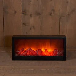 Anna's Collection Sfeerhaard Lantaarn - Zwart - Met Led - L45 X B10 X H20 Cm - Open Haard Online