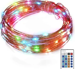 Aukey Lt-Ss3 Lichtslingers, 10 Standen 10 Meter 100Leds Kerstverlichting Waterdichte Koperdraad Met Afstandsbediening En Kleurwissel Voor Tuin, Bruiloft, Feest, Binnen, Buiten (Rgb) Online