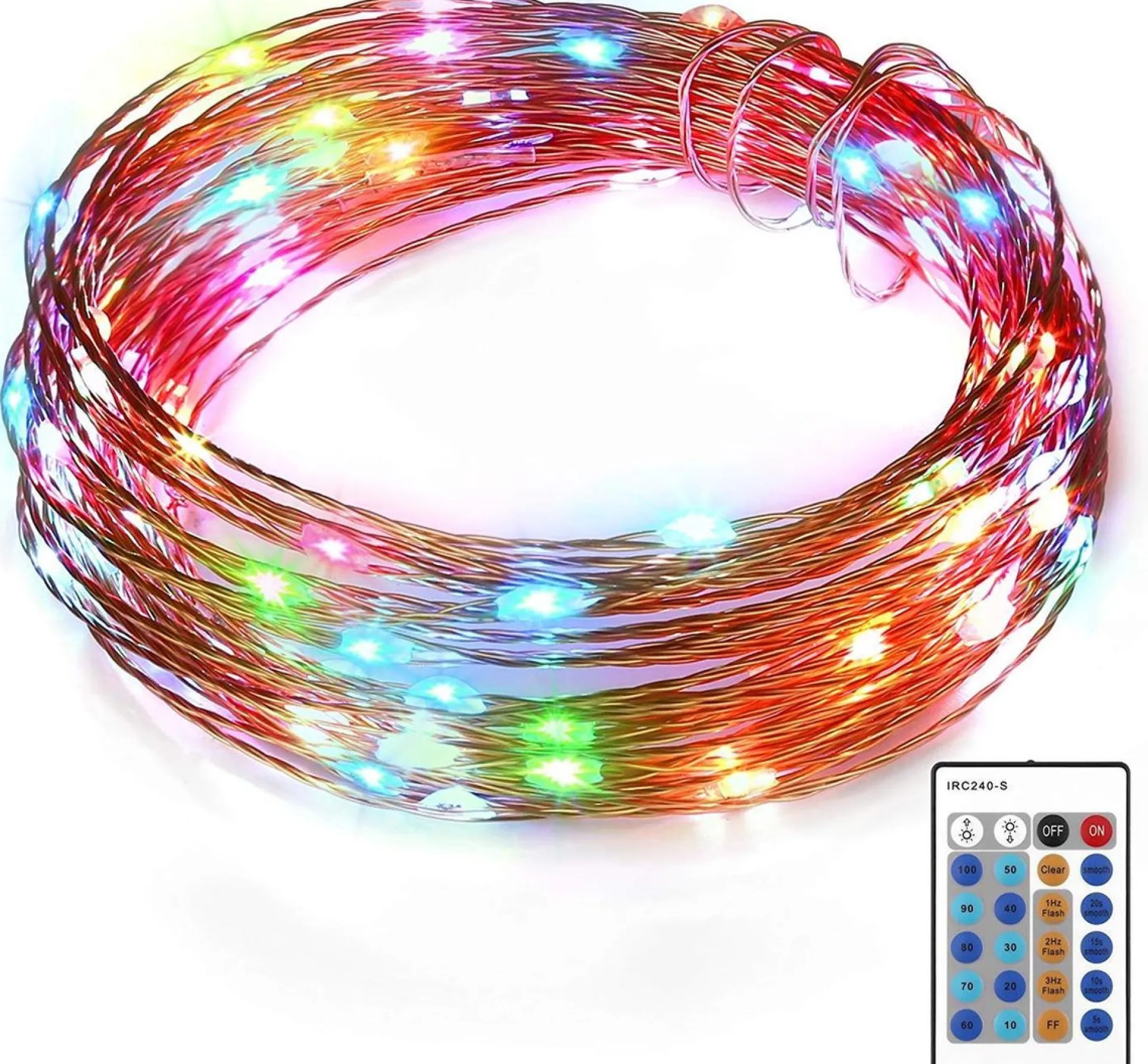 Aukey Lt-Ss3 Lichtslingers, 10 Standen 10 Meter 100Leds Kerstverlichting Waterdichte Koperdraad Met Afstandsbediening En Kleurwissel Voor Tuin, Bruiloft, Feest, Binnen, Buiten (Rgb) Online