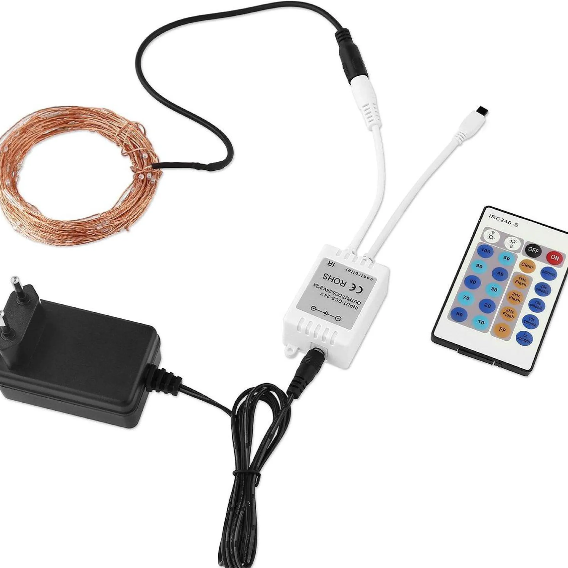 Aukey Lt-Ss3 Lichtslingers, 10 Standen 10 Meter 100Leds Kerstverlichting Waterdichte Koperdraad Met Afstandsbediening En Kleurwissel Voor Tuin, Bruiloft, Feest, Binnen, Buiten (Rgb) Online