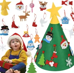 Wondersathome Baby`S Eerste Kerstboom - Vilten Kerstboom - Baby`S First Christmastree - Kinder Kerstboom Vilt - Incl Accessoires - Complete Kerstboom Voor Kinderen - Kerstdecoratie - Merry Christmas - Cheap