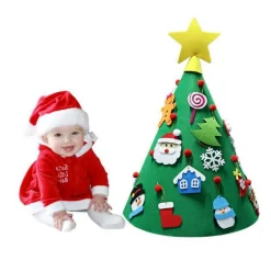 Wondersathome Baby`S Eerste Kerstboom - Vilten Kerstboom - Baby`S First Christmastree - Kinder Kerstboom Vilt - Incl Accessoires - Complete Kerstboom Voor Kinderen - Kerstdecoratie - Merry Christmas - Cheap
