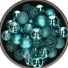 Bellatio Decorations Kerstboomversieringen> Kerstballen - 37 Stuks - Turquoise Blauw - Kunststof - 6 Cm