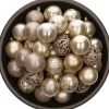 Bellatio Decorations Kerstboomversieringen> Kerstballen - 37 Stuks - Parel Champagne - Kunststof - 6 Cm