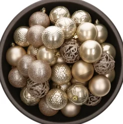 Bellatio Decorations Kerstboomversieringen> Kerstballen - 37 Stuks - Parel Champagne - Kunststof - 6 Cm