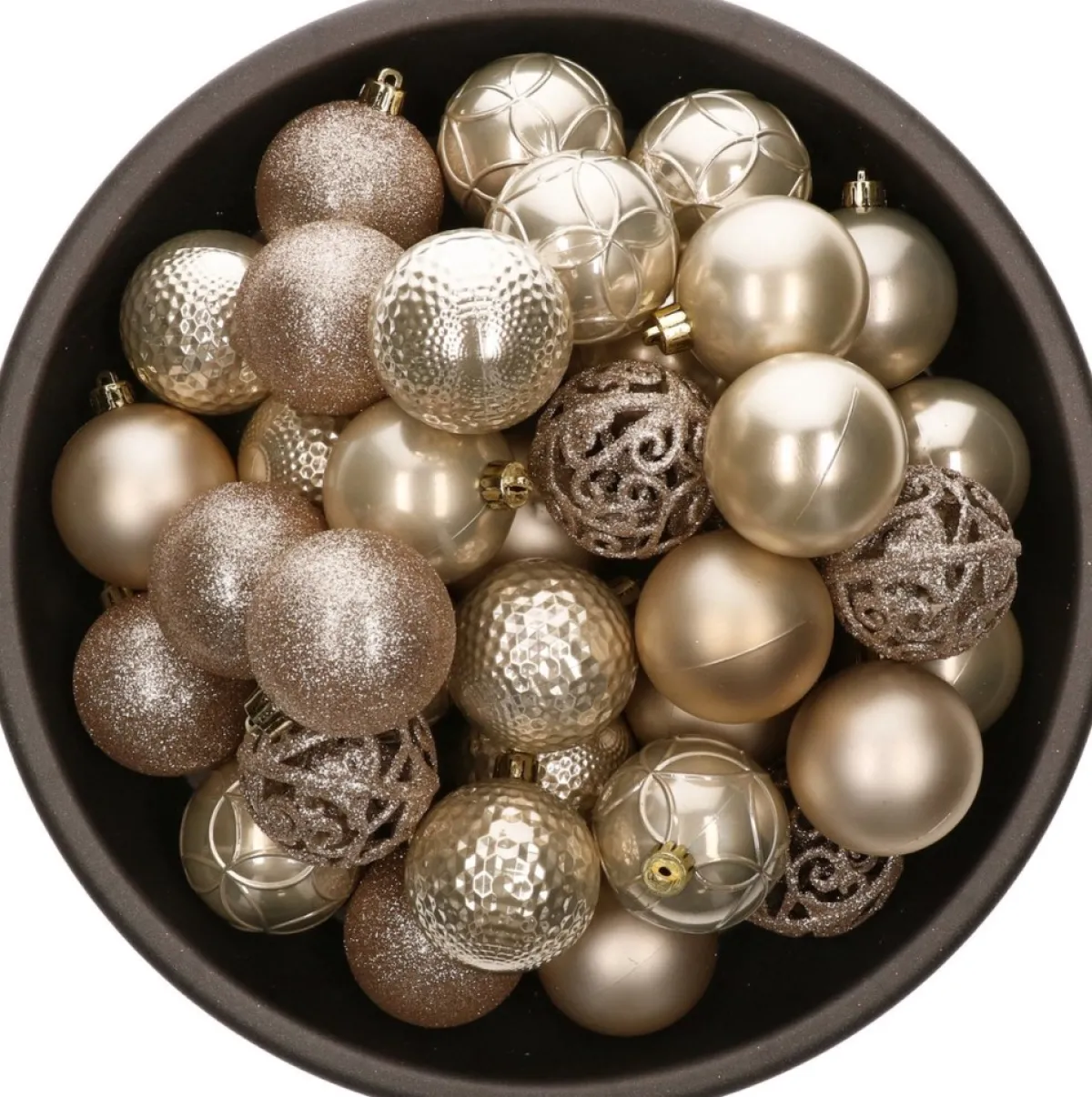 Bellatio Decorations Kerstboomversieringen> Kerstballen - 37 Stuks - Parel Champagne - Kunststof - 6 Cm