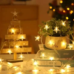 Bera L. Kerst - Kerstboom - Kerstverlichting - Kerstversiering -Warm Wit Led Sterretjes Met Afstandsbediening - 10 Meter 50 Lichtjes Sterretjes - Gordijn Lichtslingers Met 8 Modi - Indoor - Bruiloft - Licht Decoratie Store