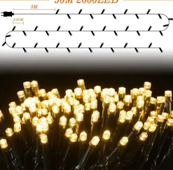 MachPower Berkatmarkt - Marchpower Lichtsnoer, 50 M, 2000 Leds, Led-Lichtsnoer, 8 Lichtmodi, Ip44, Waterdicht, Met Stekker Voor Buiten En Binnen, Lichtketting, Kerstdecoratie, Gordijn, Tuin, Feest, Bruiloft Clearance