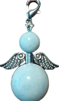 CC Kerstbeelden>Beschermengel Aquamarijn ( Halfedelsteen ) , Chakra Engel , Geluksengel , Silverwing . ( Meerdere Varianten Beschikbaar !!! )