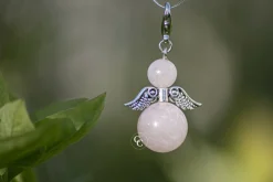 CC Kerstbeelden>Beschermengel Rozenkwarts ( Halfedelsteen ) , Chakra Engel , Geluksengel , Silverwing . ( Meerdere Varianten Beschikbaar !!! )