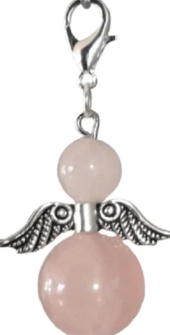 CC Kerstbeelden>Beschermengel Rozenkwarts ( Halfedelsteen ) , Chakra Engel , Geluksengel , Silverwing . ( Meerdere Varianten Beschikbaar !!! )