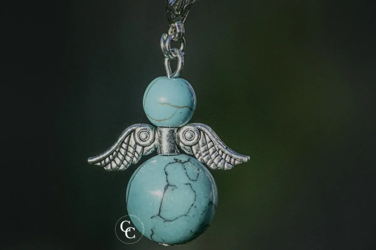 CC Kerstbeelden>Beschermengel Turquoise , ( Turkoois , Halfedelsteen ) , Chakra Engel , Geluksengel , Silverwing . ( Meerdere Varianten Beschikbaar !!! )