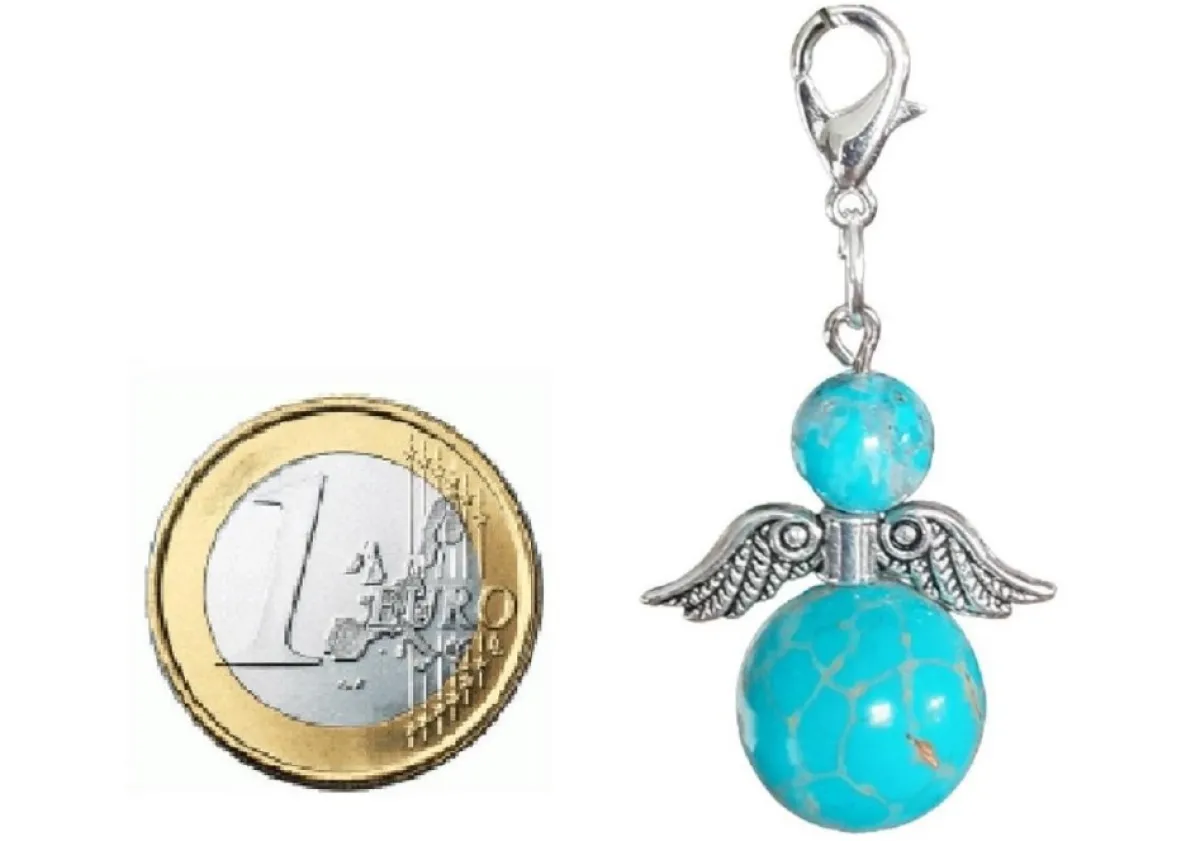 CC Kerstbeelden>Beschermengel Turquoise , ( Turkoois , Halfedelsteen ) , Chakra Engel , Geluksengel , Silverwing . ( Meerdere Varianten Beschikbaar !!! )