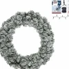 Decoris Kerstkransen>Besneeuwde Kerstkrans/Dennenkrans/Deurkrans 60 Cm Inclusief Helder Witte Verlichting
