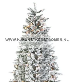 KJ Kunstkerstbomen Besneeuwde Kunstkerstboom Met Warme Led Verlichting - Flock Led - Lengte 270 Cm - Met Geintegreerd 550 Warm Schijnende Led Lampjes - 1880 Takken Discount