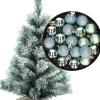 Merkloos Besneeuwde Mini Kerstboom/Kunst Kerstboom 35 Cm Met Kerstballen Mintgroen - Kerstversiering Sale