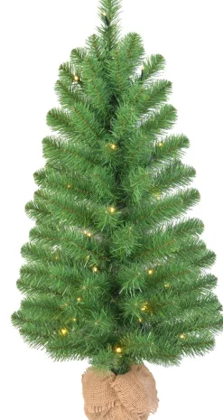 Black Box Kunstkerstboom Met Led Met Jute Op Batterij Roundstone Maat In Cm: 90 X 48 Groen 40 Lampjes Met Warmwit Led - Groen Best