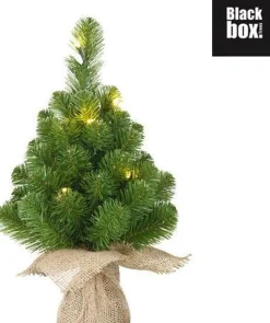Mica Decorations Black Box Norton Kunstkerstboom - 45 X 20 Cm - Groen - 10 Lampjes Met Warmwit Led New