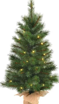 Black Box Trees - Lawson Kerstboom Met Burlap Led Werkt Op Batterijen Groen 40L Tips 102 - H90Xd48Cm - Kerstbomen Shop