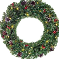 Black Box Kerstkransen> Trees Creston Kerstkrans Met Led Verlichting - O60 Cm - Groen