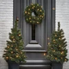 Black Box Trees Glendon Set Van 2 Kerstbomen En 1 Krans Met Led Verlichting - Groen Outlet