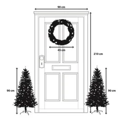 Black Box Trees Glendon Set Van 2 Kerstbomen En 1 Krans Met Led Verlichting - Groen Outlet