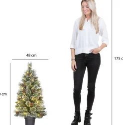 Black Box Trees Vandans Kunstkerstboom In Pot Met Led Verlichting - H90 X O48 Cm - Frosted Green Sale